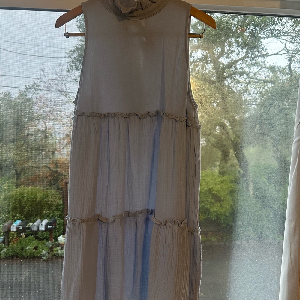 Chic Sleeveless Light Blue Midi Dress